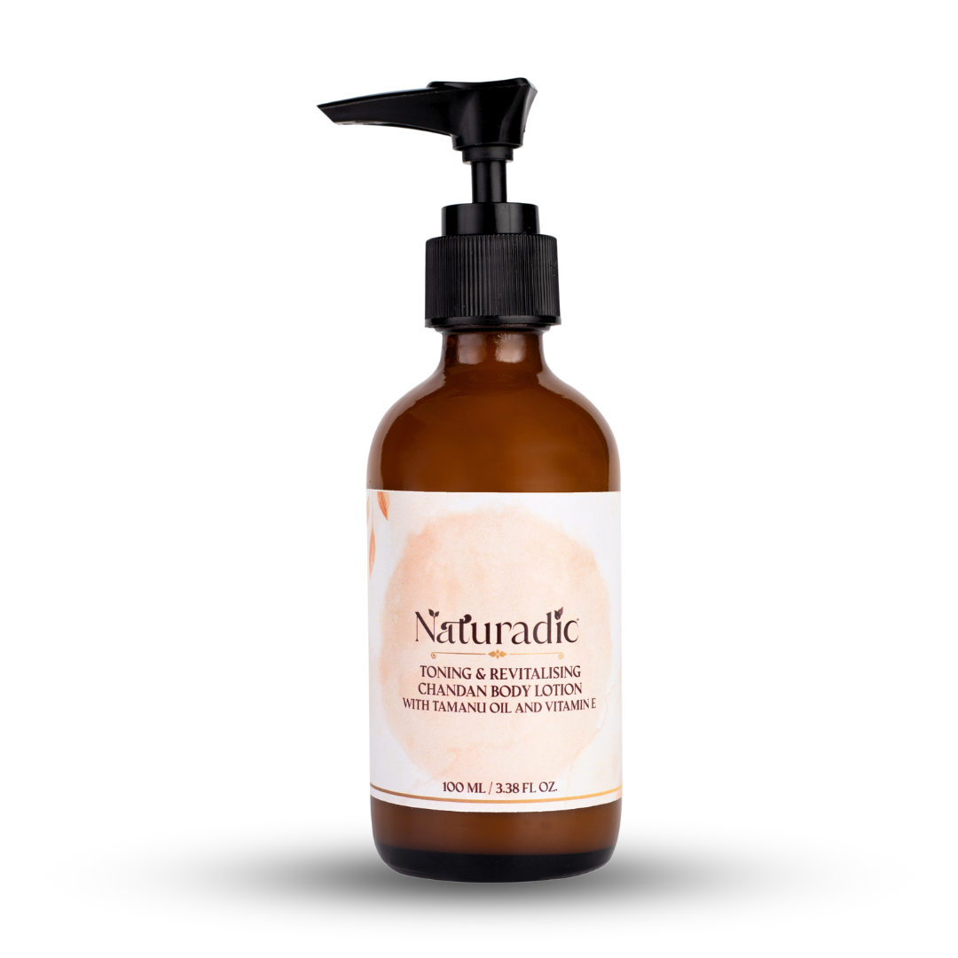 Toning & Revitalising Chandan Body Lotion with Tamanu Oil and Vitamin E - Naturadic