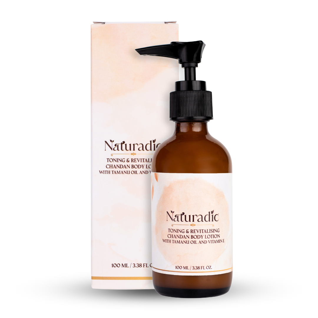 Toning & Revitalising Chandan Body Lotion with Tamanu Oil and Vitamin E - Naturadic