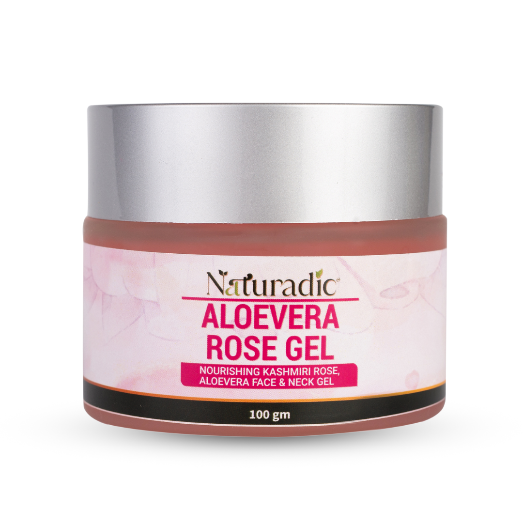 Aloevera Rose Gel Nourishing Kashmiri Rose, Aloevera Face & Neck Gel - Naturadic