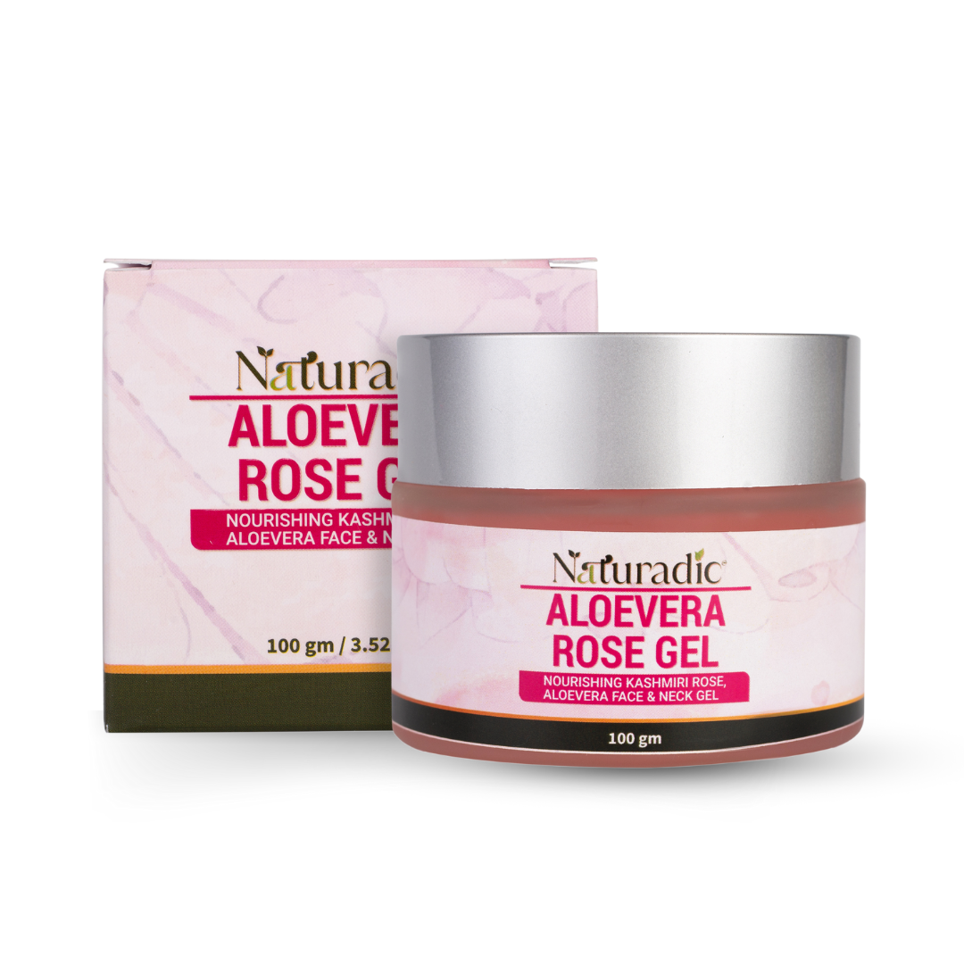 Aloevera Rose Gel Nourishing Kashmiri Rose, Aloevera Face & Neck Gel - Naturadic
