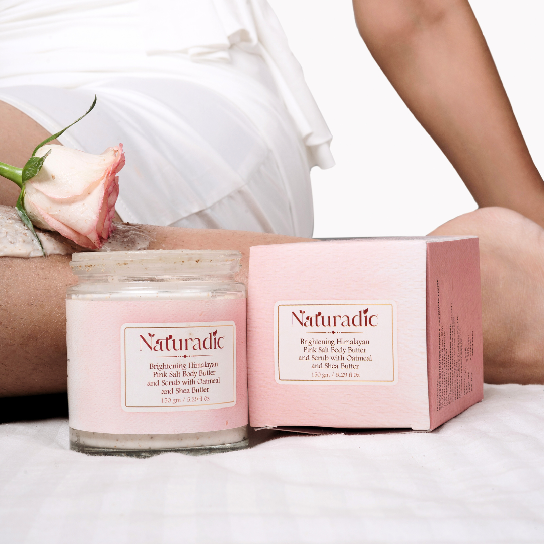 Brightening Himalayan Pink Salt Body Butter and Scrub with Oatmeal and Shea Butter - Naturadic