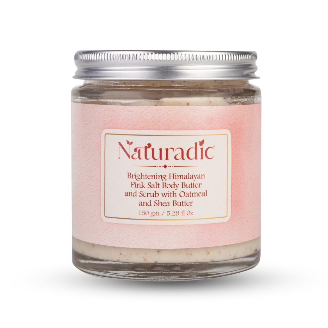 Brightening Himalayan Pink Salt Body Butter and Scrub with Oatmeal and Shea Butter - Naturadic