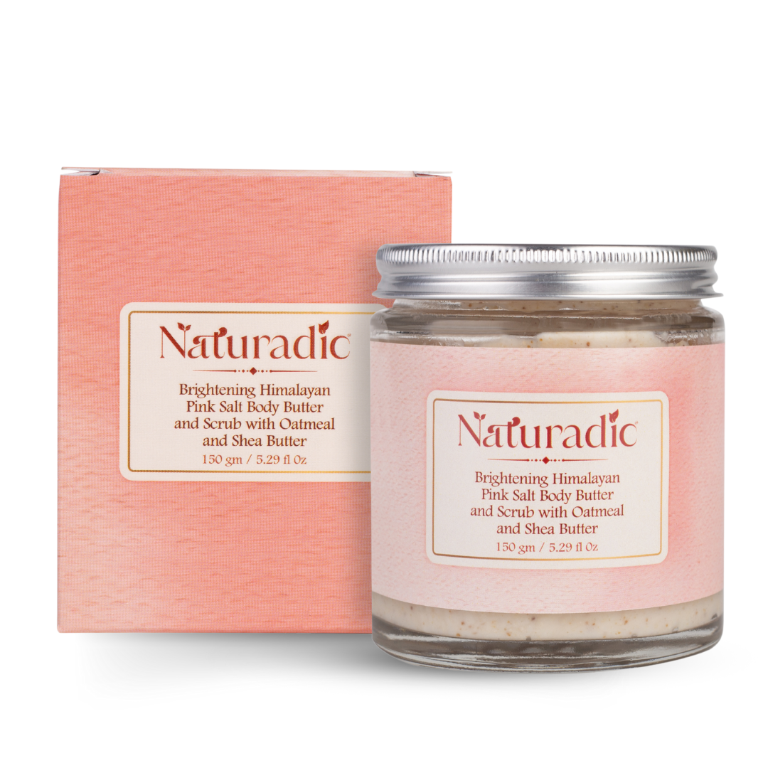 Brightening Himalayan Pink Salt Body Butter and Scrub with Oatmeal and Shea Butter - Naturadic