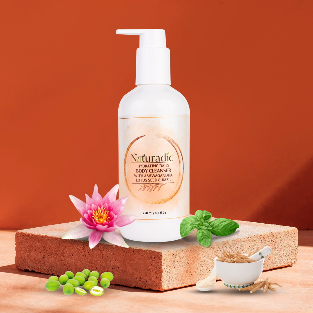 Hydrating Daily Body Cleanser with Ashwagandha, Lotus seed & Basil - Naturadic