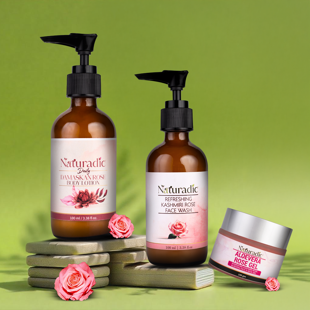 Refreshing Kashmiri Rose Face Wash , With Aloevera Rose Gel, With Daily Damaskan Rose Body Lotion