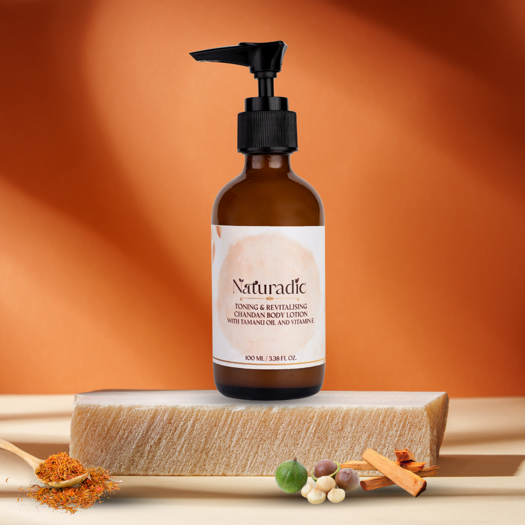 Toning & Revitalising Chandan Body Lotion with Tamanu Oil and Vitamin E - Naturadic